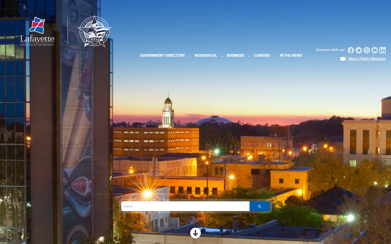 Lafayette consolidated government homepage for public records and booking reports