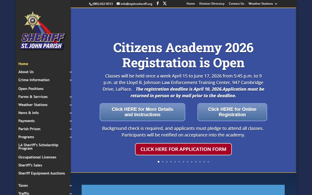 St. John the Baptist Parish Sheriff's Office website for Laplace booking reports