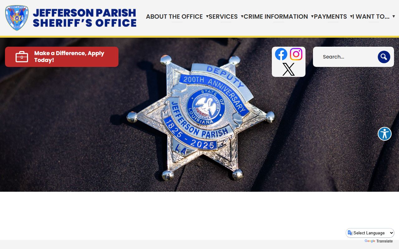 Jefferson Parish Sheriff Office website for Marrero booking reports