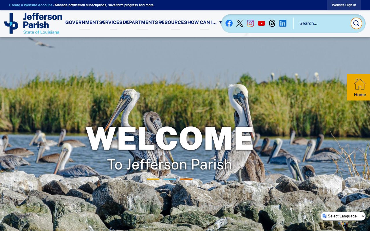 Jefferson Parish government homepage for Metairie public records