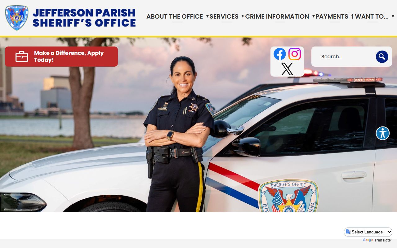 Jefferson Parish Sheriff's Office website for Terrytown booking reports and inmate search
