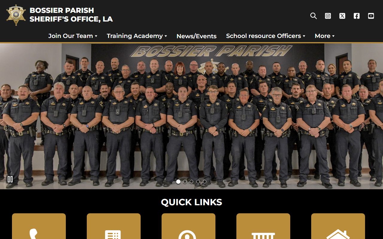 Bossier Parish Sheriff's Office website for booking reports and inmate search