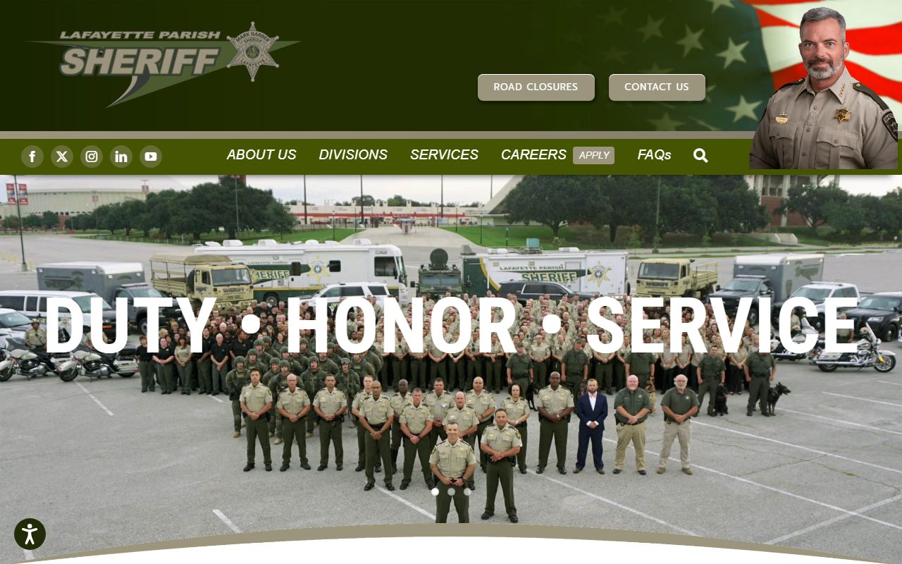 Lafayette Parish Sheriff's Office website for booking reports and arrest data