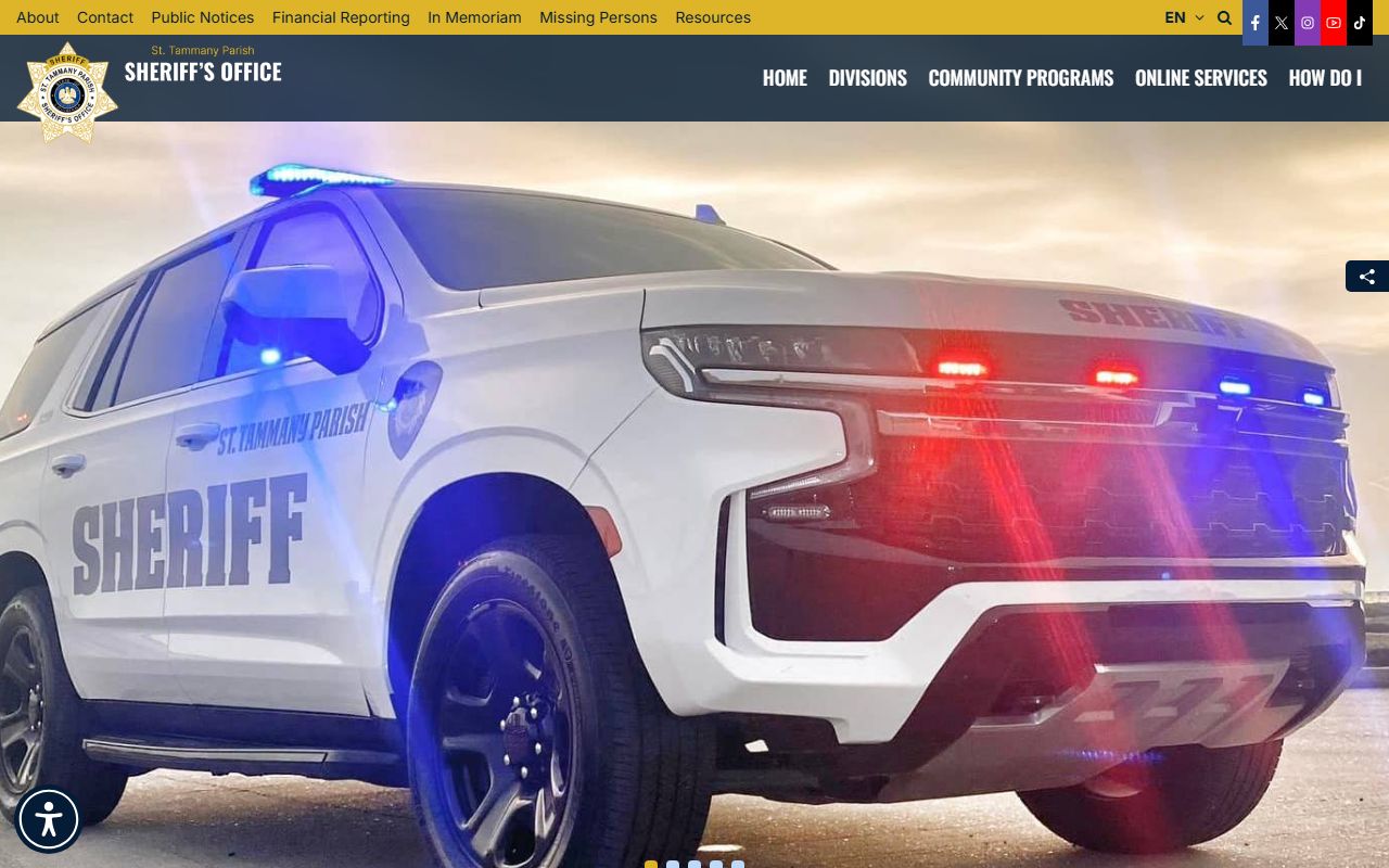 St. Tammany Parish Sheriff Office website for booking reports
