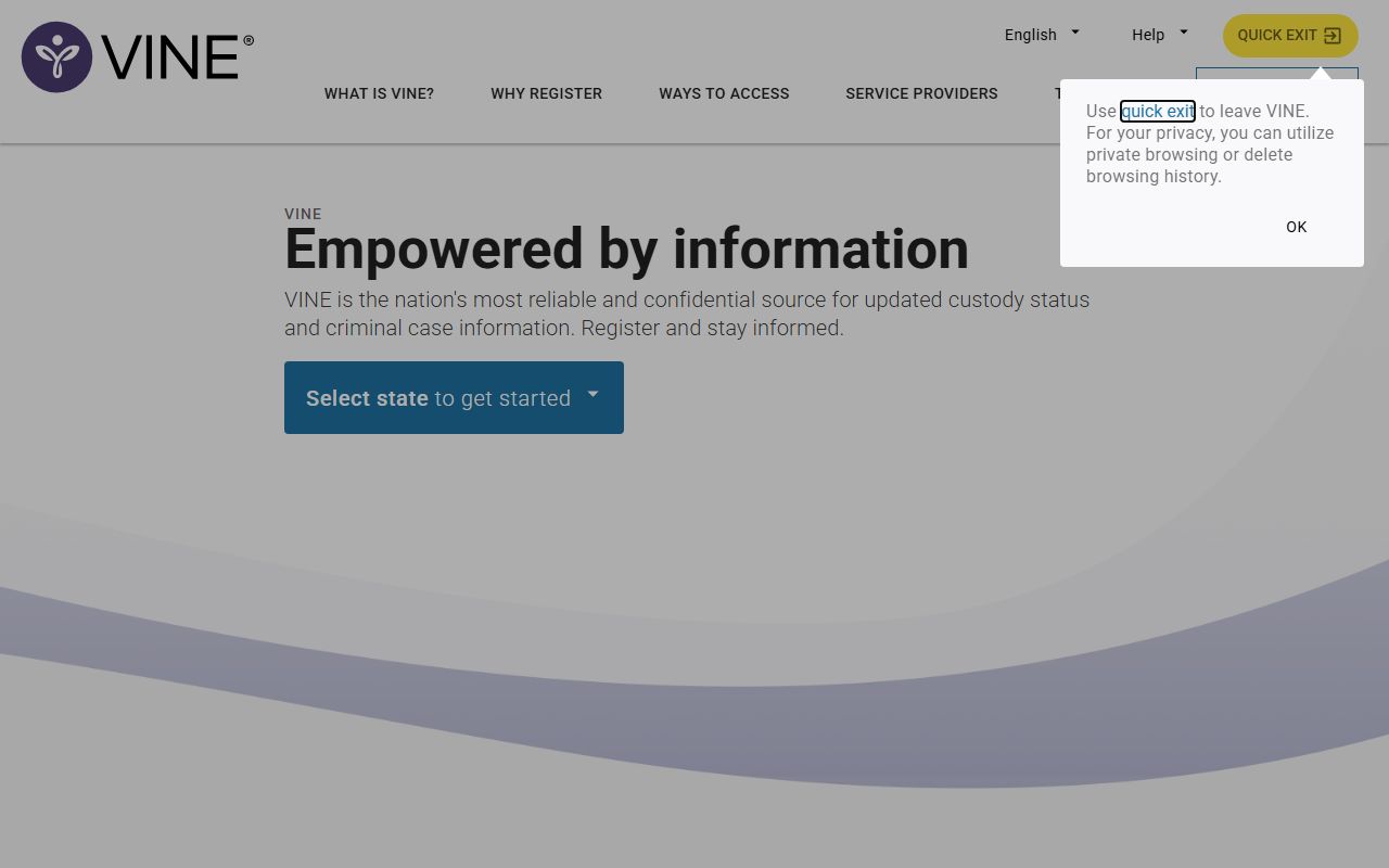 LAVNS VineLink offender search database for Louisiana booking reports